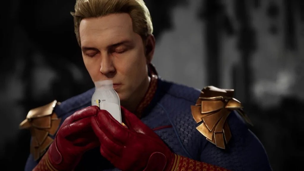 Homelander bebe o seu leite em Mortal Kombat 1
